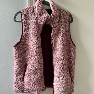 Burgundy Sherpa vest